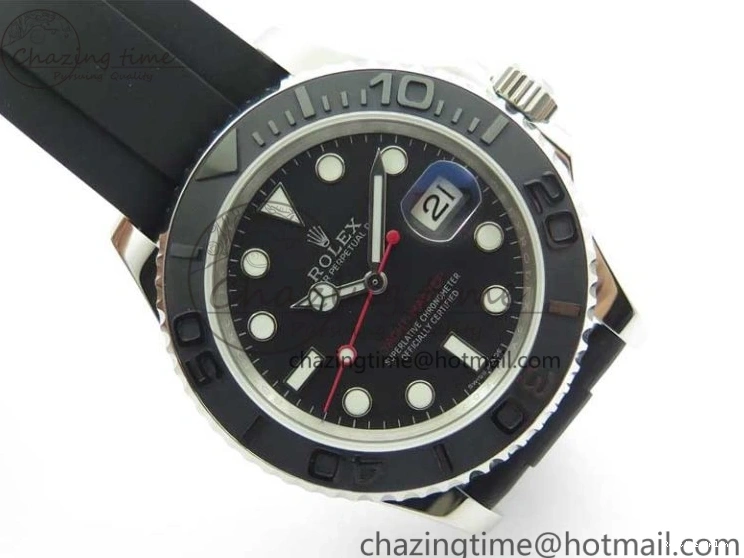 0416 Yacht-Master 116655 ARF SS Custom Made Black Ceramic Bezel on Oysterflex Rubber Strap A HighPerformance 3064